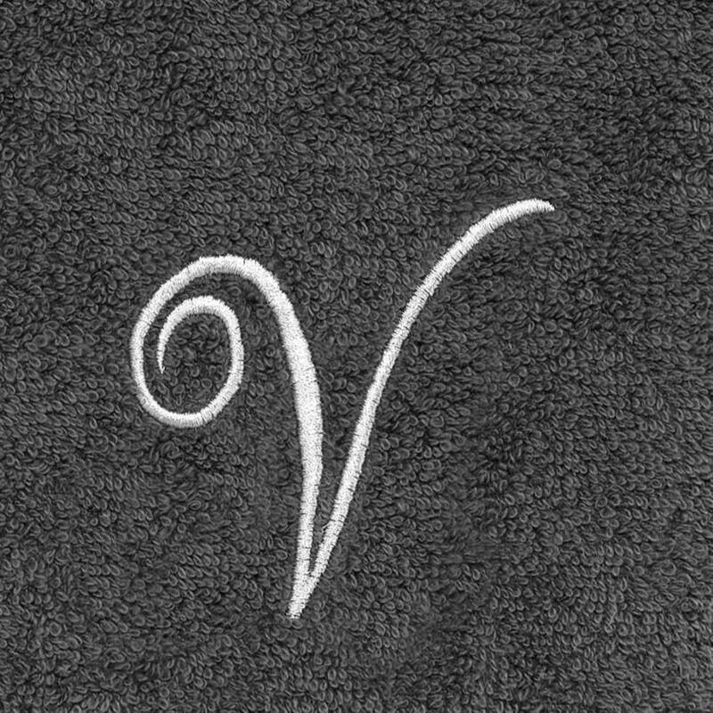 Avanti Linens Granite/Silver Script Monogram Fingertip Towel Letter V - Fingertip Towel