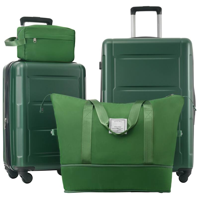 2-Piece 20/24 Inch, Modern Luggage Sets, Expandable Lightweight Luggage with TSA Lock, for Boarding Travel, Green - Green