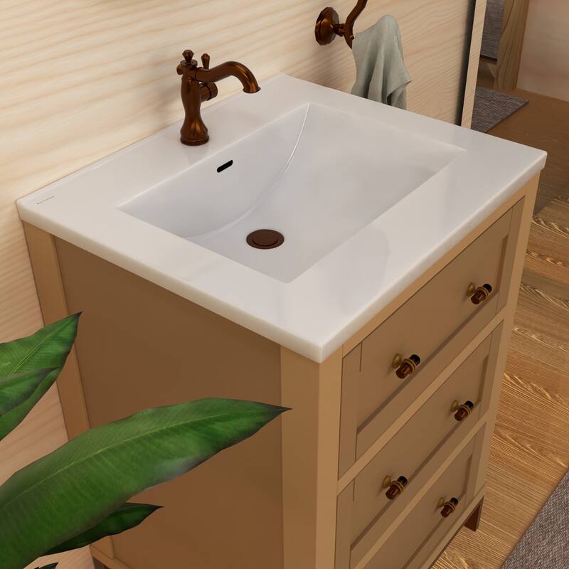 Countertop Vanity Sink with Integrated Rectangular Bowl