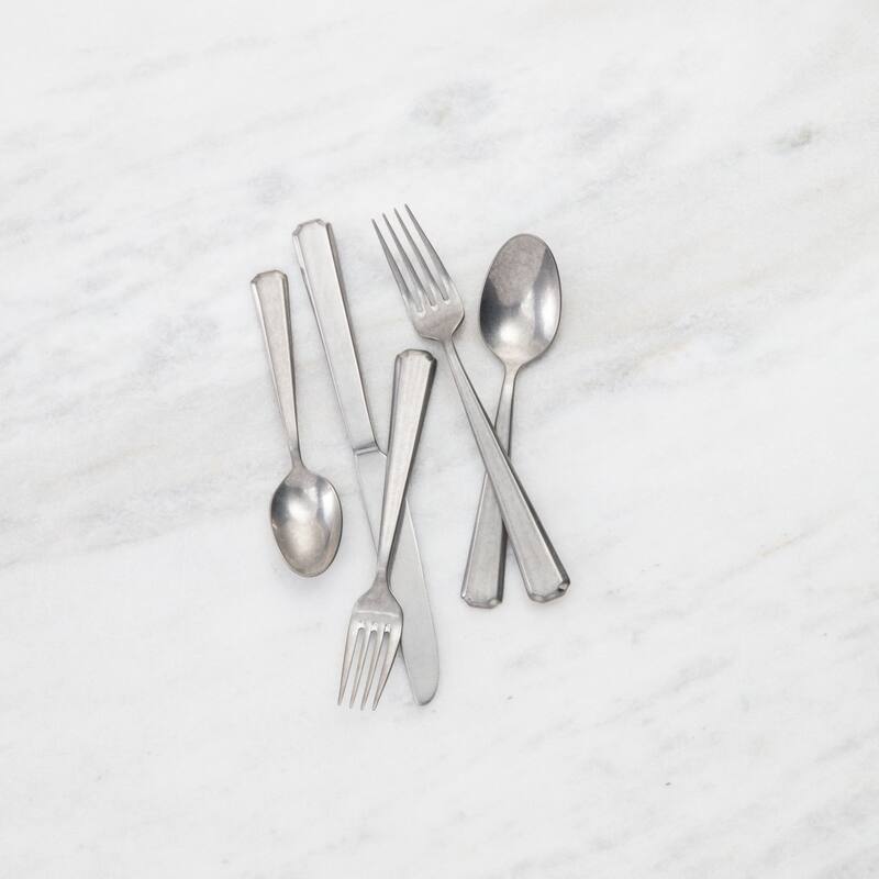 Fortessa Valen Antiqued 18/10 Stainless Steel, 20 Piece Flatware Set (Service for 4), Antiqued Silver - 20 Piece Set
