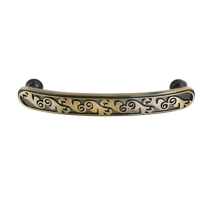 Utopia Alley Roma Pull Handle - Decorative Cabinet Drop Pull Handles for Cabinets, Antique Brass, 3.8" Center to Center