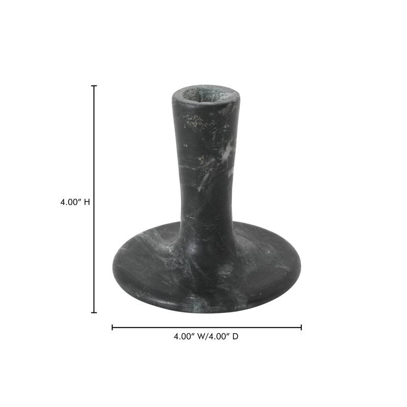 NADAAL STUDIOS Ira, Tall Candle Holder Solid Marble, Black Vein