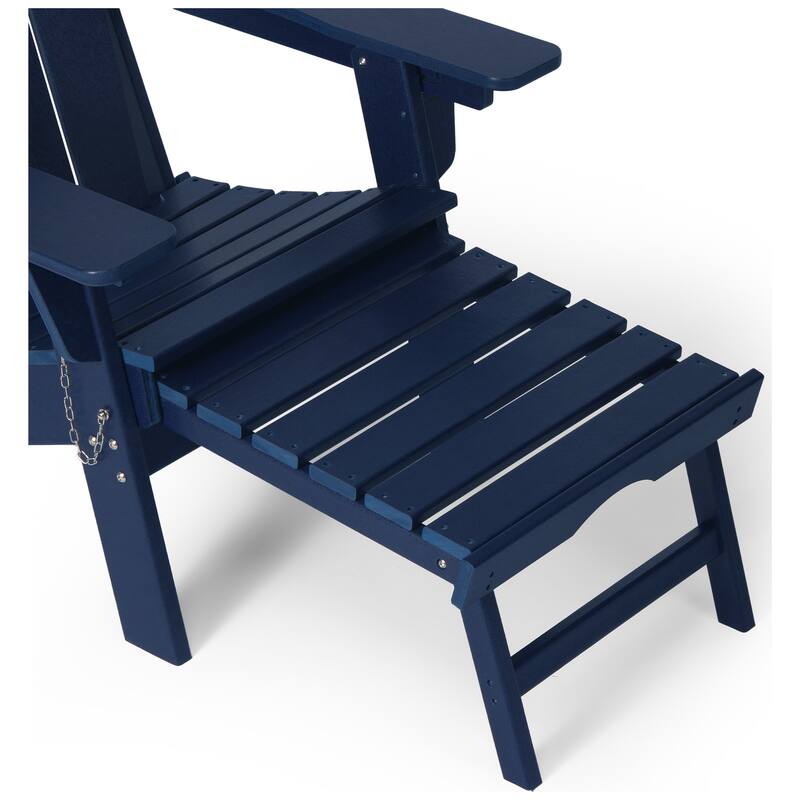 Laguna Outdoor Folding Adjustable Adirondack Chair with Cup Holder & Hideaway Ottoman (Set of 2)