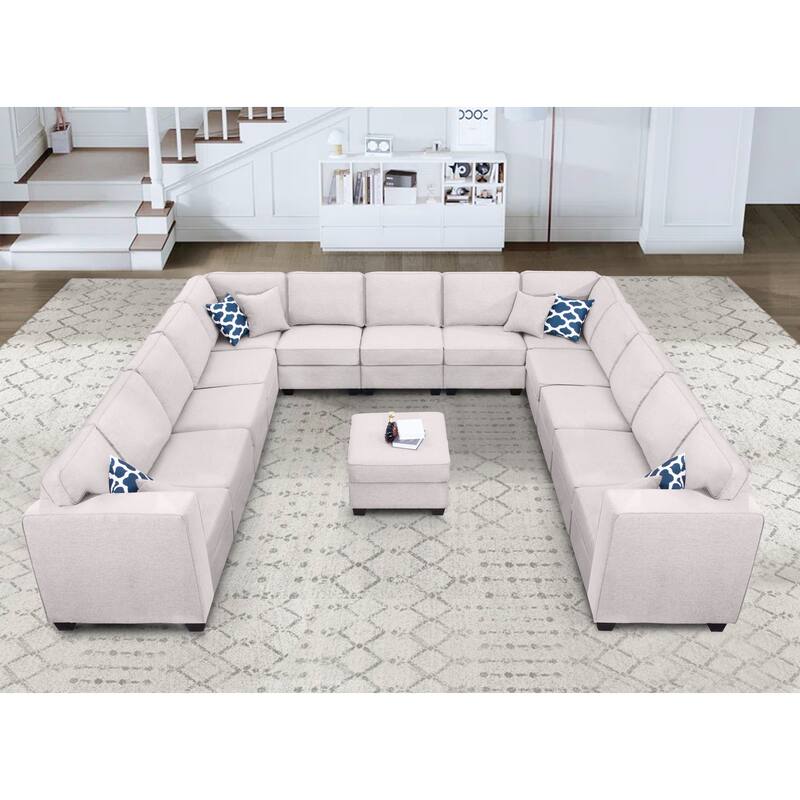 Flexible Combination Module Reversible Sectional Sofa with Ottoman - Grey