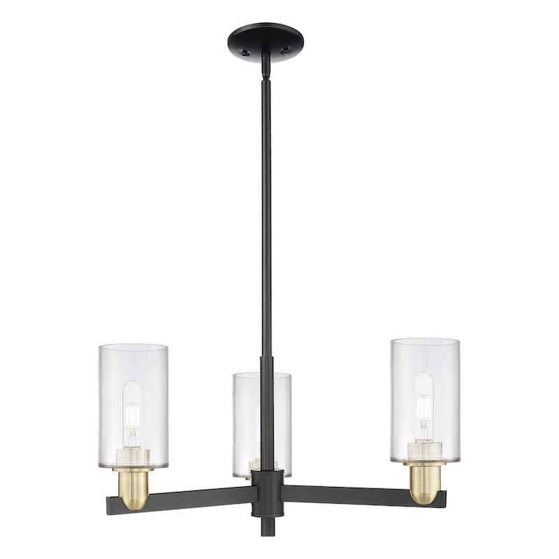 Innovations Lighting Endless Possibilities Arcadia - Clymer - 3 Light 26" Stem Hung Chandelier - Clear/Black Antique Brass