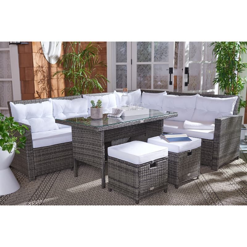 SAFAVIEH Outdoor Miki 5-piece Wicker Sectional Patio Dining Set