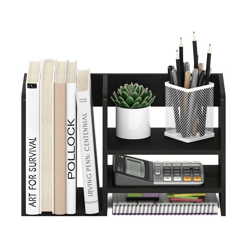 Furinno Hermite Wood Desktop Book and Home Office Supplies Storage Organizer, Espresso