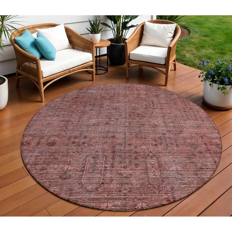 HomeRoots Southwestern Transitional Rectangle Outdoor Rug - 8' Round