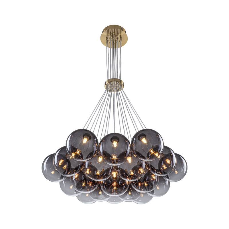 13/ 19-Light Modern Glam Gold Sputnik Cluster Swirled Glass Globe Bubble Chandelier for Dining Room