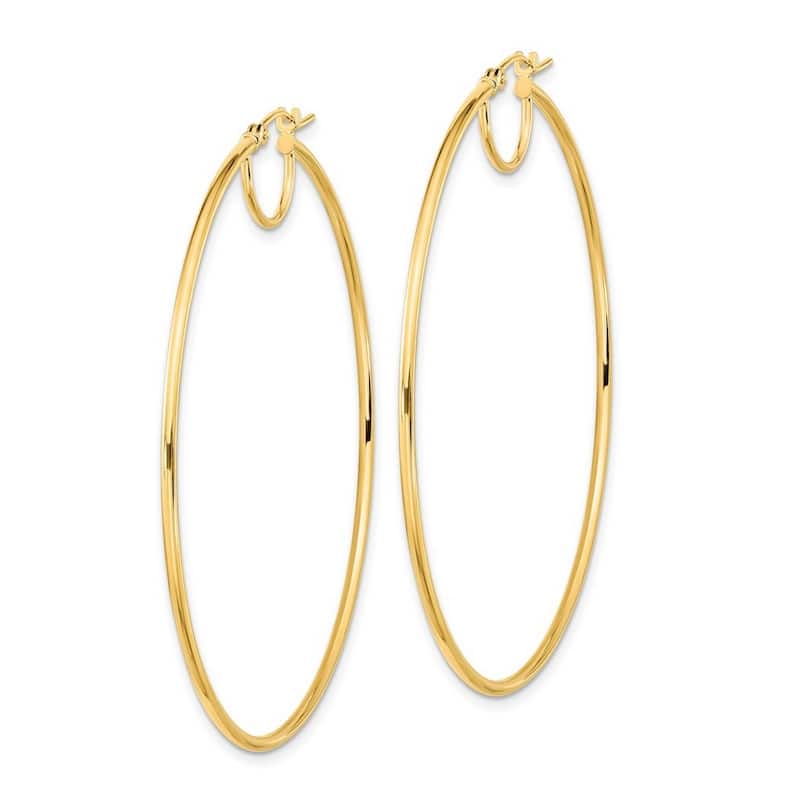 Curata 14k Yellow Gold Polished Thin 57.7x1.5mm Hoop Earrings