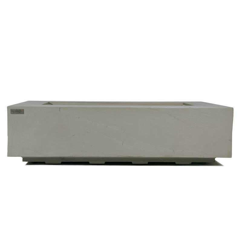 Elementi Plus Meteora Outdoor Fire Pit Table Concrete Rectangular 60000 BTU - 55.9 x 31.9 inches with Lid, Fire Glass, and Cover