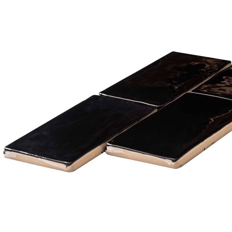 The Tile Life Talavera 3x6 Black Ceramic Wall Tile