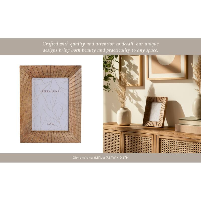 Wood Glass Picture Frame Construction Textured Boho Style - 5x7" Brown