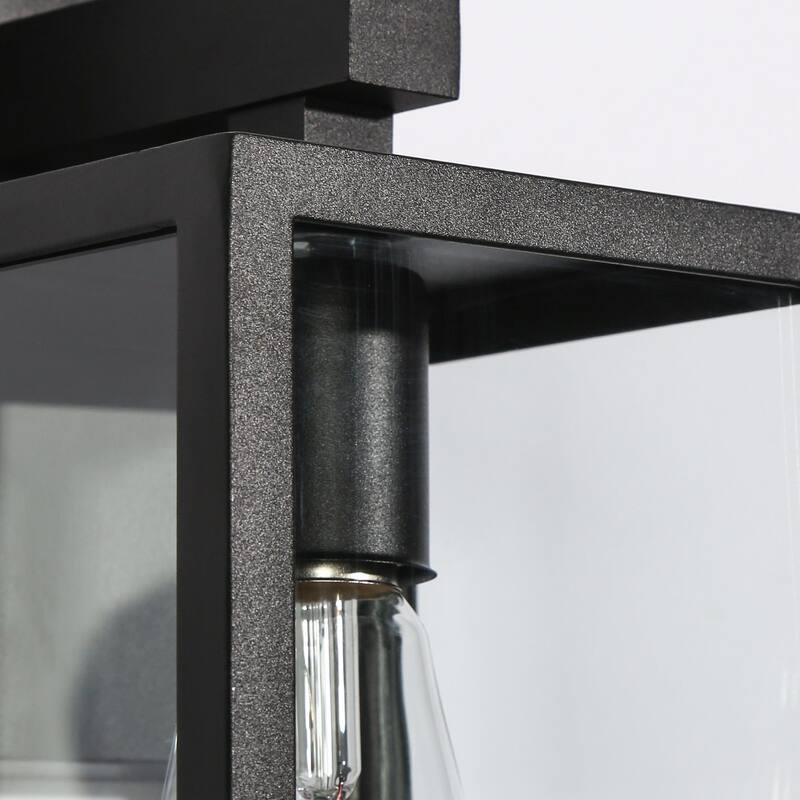 Modern Farmhouse Black 1-Light Outdoor Wall Sconces Patio Lantern - W5.9" x H13.4"