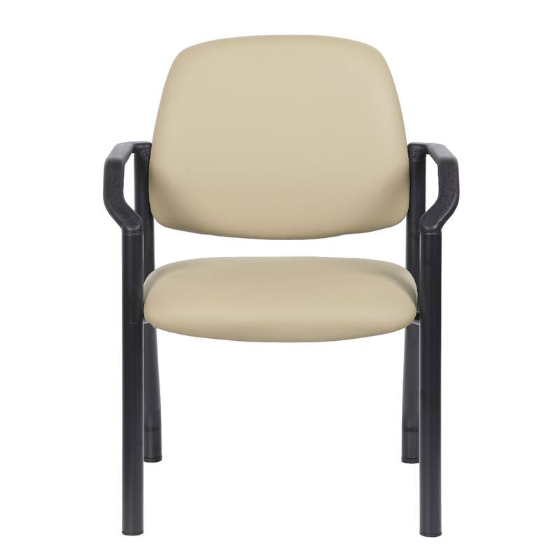 Theo Guest Chair with Modern Steel Frame, Beige Antimicrobial Vinyl