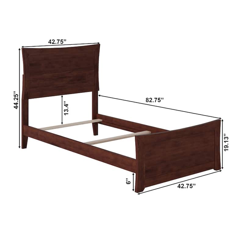 Metro Twin XL Foundation Bed Frame with Matching Foot Board in Walnut