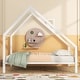 preview thumbnail 2 of 8, White Full Size Metal House Platform Bed with Roof and Chimney for Boys and Girls,Bedroom