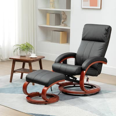 HOMCOM Recliner Chair with Ottoman, Electric Faux Leather Recliner