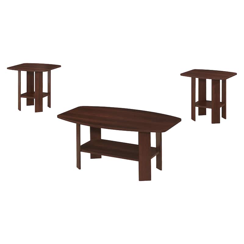 Set of 3 Dark Brown Coffee Tables with Shelf for Living Room Storage and Display - 35.50” x 21.50” x 16.25” - Dark-Brown