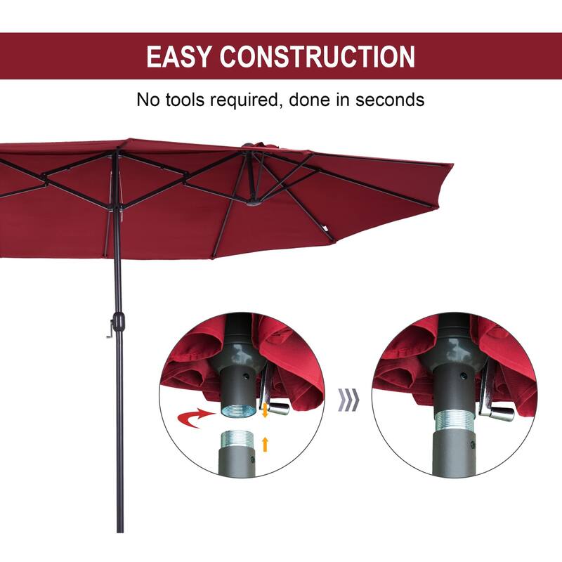 15ft Patio Umbrella DoubleSided Outdoor Market Extra Large Umbrella