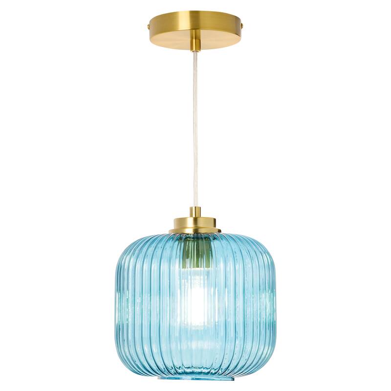 Digby River of Goods Glass and Metal Globe Shade Pendant Light - Blue