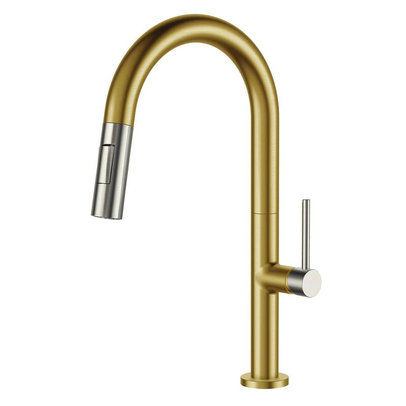 Fine Fixtures Pull Down Single Handle Kitchen Faucet - Satin brass - Satin Nickel