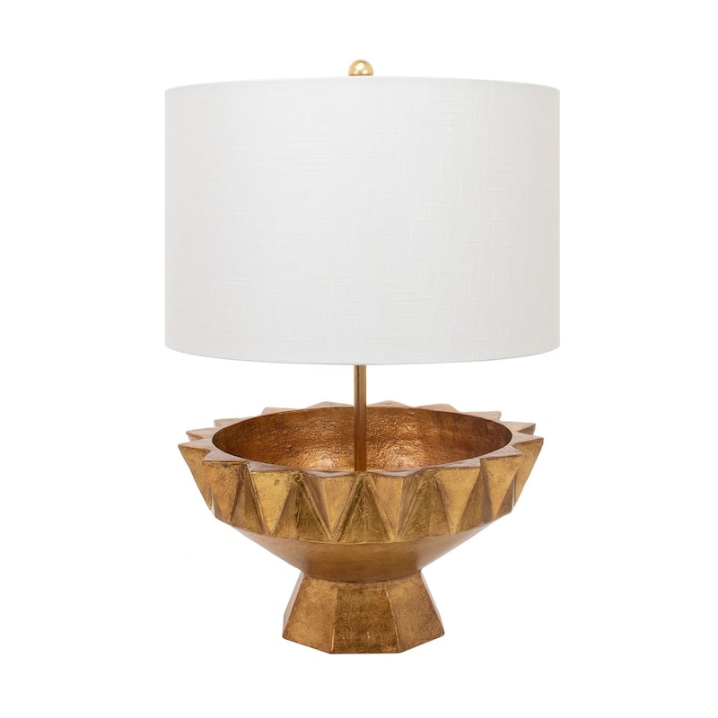 Kubrick Table Lamp with Linen Lamp Shade - Gold