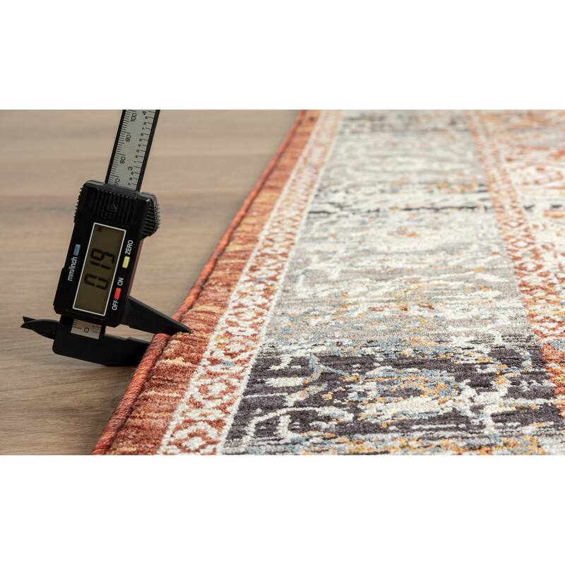 Amelia Collection Traditional Charcoal/Rust Area Rug