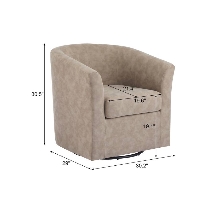 Roomfitters Wilmore Faux Leather Swivel Barrel Accent Chair, Modern 360-Degree Lounge Seating