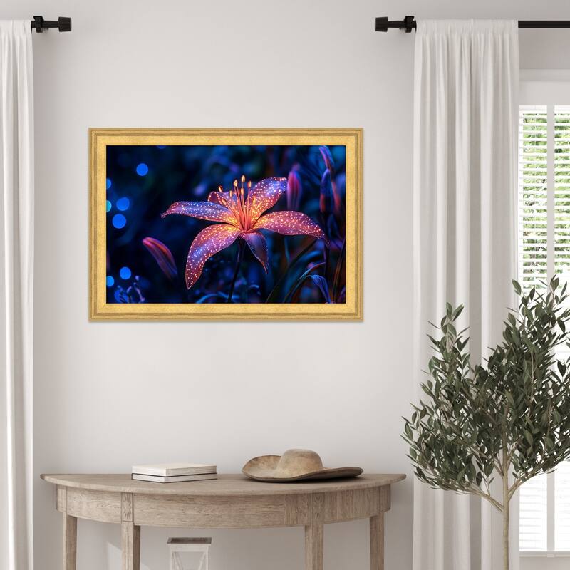 Floral Complementing in Vibrance by Tradelink inhouse artist Wood Framed Wall Art Print - Owen Gold