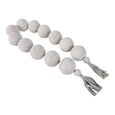 Ecomix Decorative Garland with Leather Tassels Capri Style - 3" White - 53" x 3" x 3"