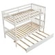 preview thumbnail 4 of 7, White Twin Over Twin Solid Wood Bunk Beds with Trundle, Safety Rail, Ladder, and Guardrails, Converts to 2 Beds