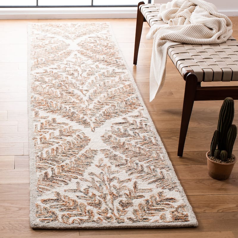 SAFAVIEH Handmade Capri Ilianka Wool Rug - 2'3" x 15' Runner - Ivory/Brown