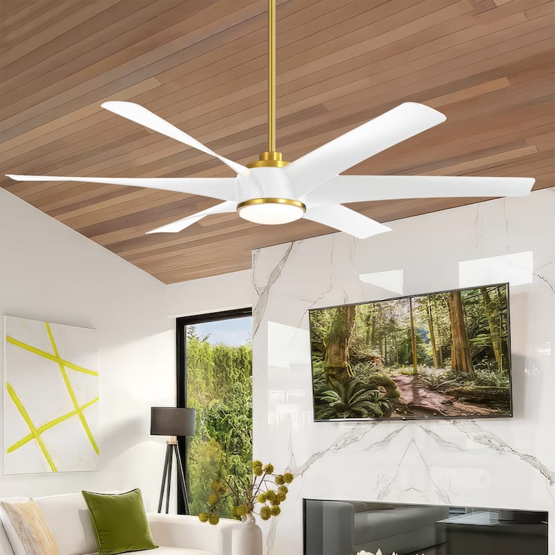 65-in Gold Color-changing Indoor Ceiling Fan with Light and Remote (6-Blade)
