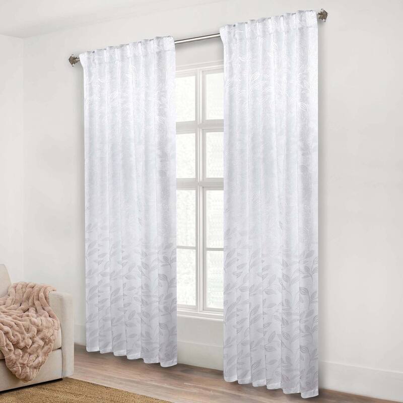 Superior Leaves Machine Washable Room Darkening Curtains with Back Tabs, Set of 2