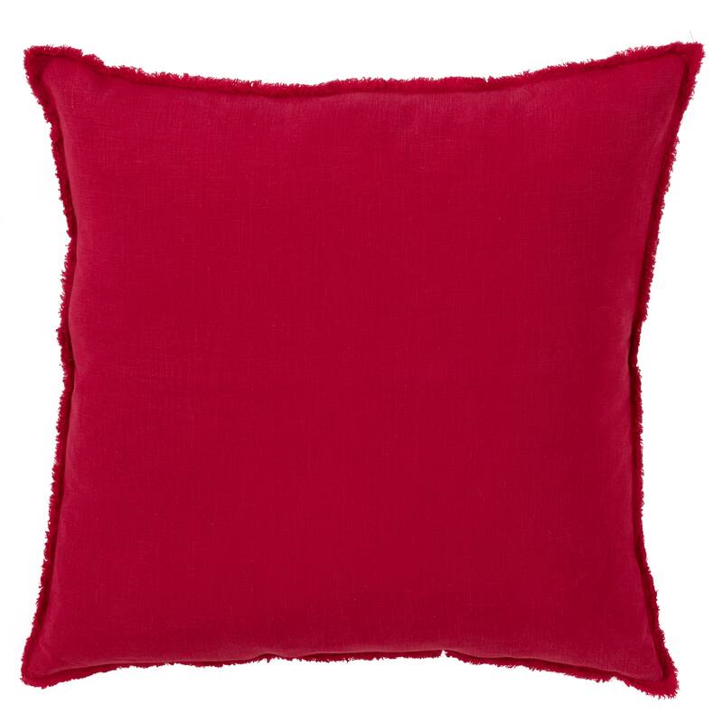 Fringed Design Down-Filled Throw Pillow - Red