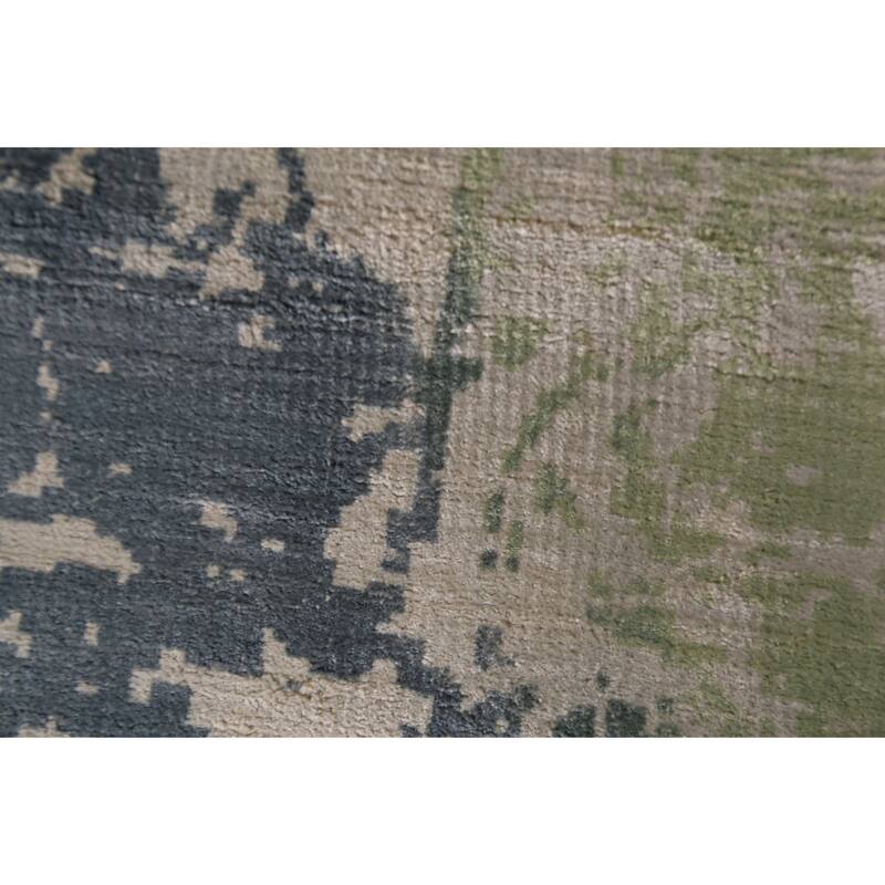 Contemporary Abstract Oriental Foyer Rug Hand-Knotted Grey Wool Carpet - 3'1"x 6'5"