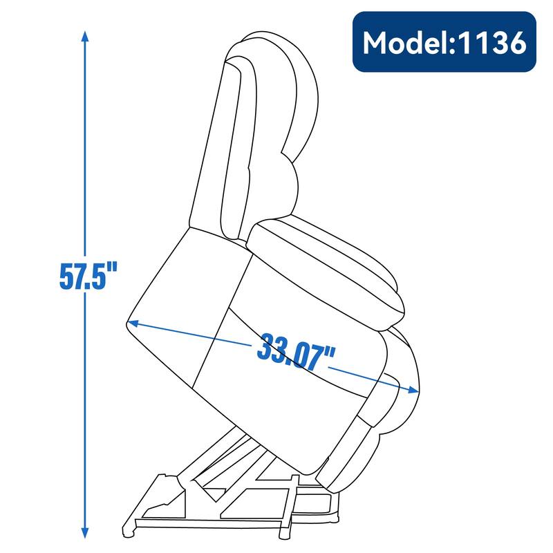 Oversized Power Lift Recliner Chair with Massage, Heat, 8-Point Vibration, Lumbar Heating, USB Port, Dual Side Pockets