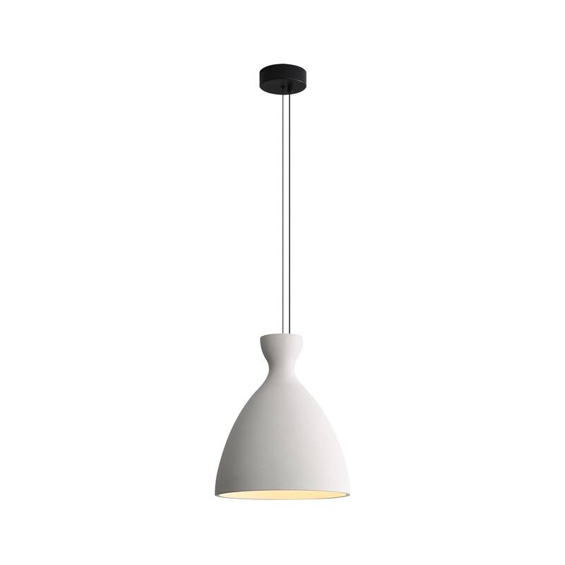 Aethera 14" LED Pendant in White Sandstone Cement - Gold