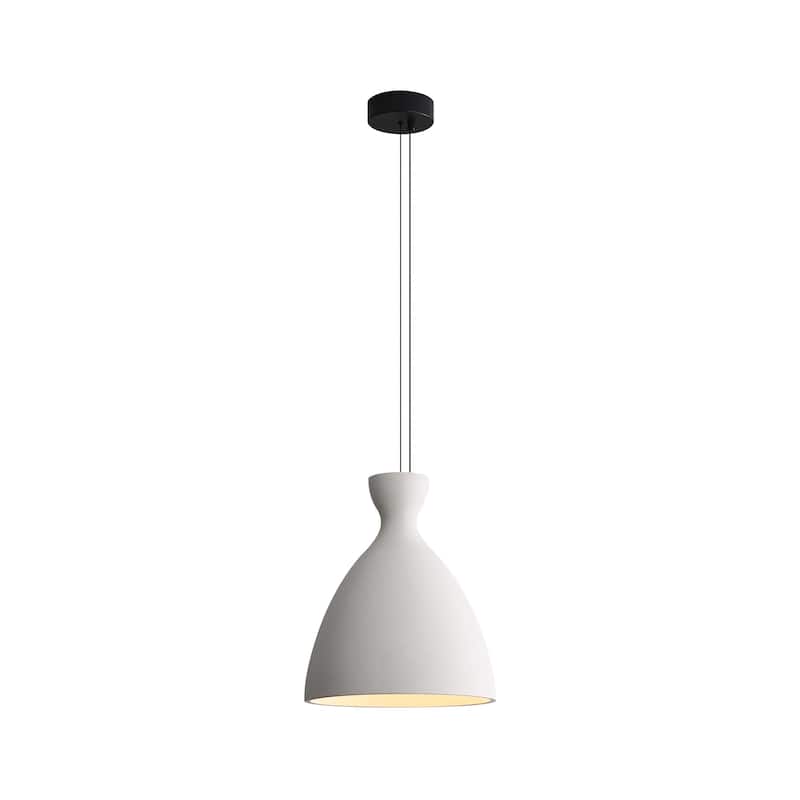 Golden Lighting Aethera 14in Integrated LED Pendant in White Sandstone Cement - Gold