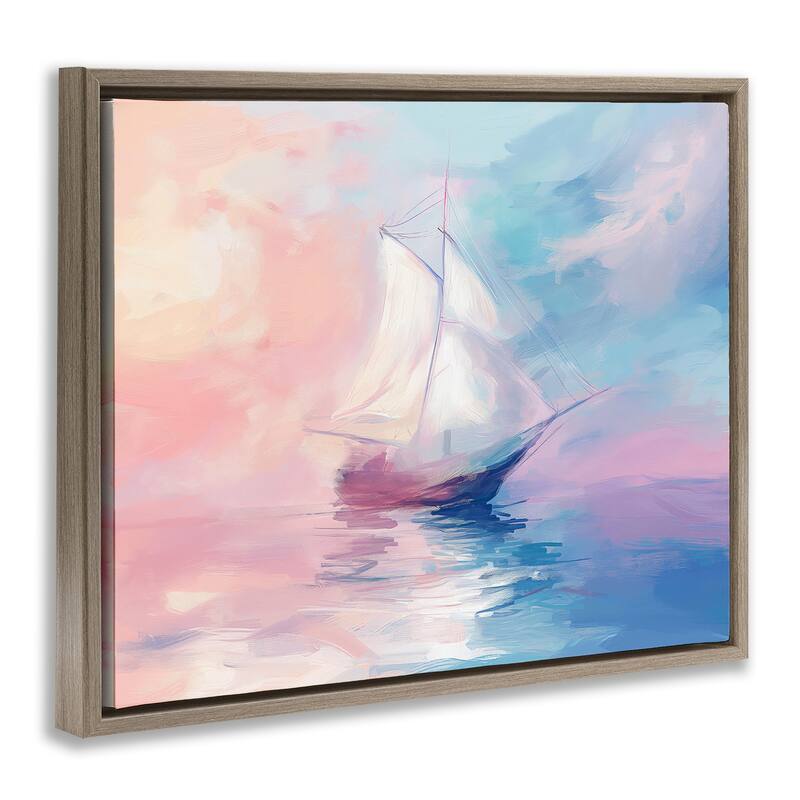 Stupell Soft Pastel Sea Vessel Framed Floater Canvas Wall Art Design By Arlington Prints