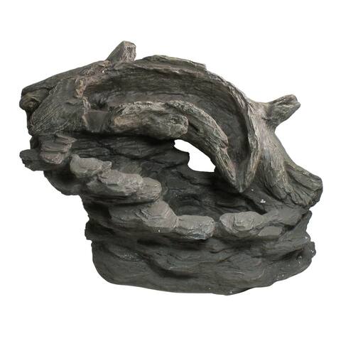 27" Faux Wood and Rock Outdoor Garden Water Fountain