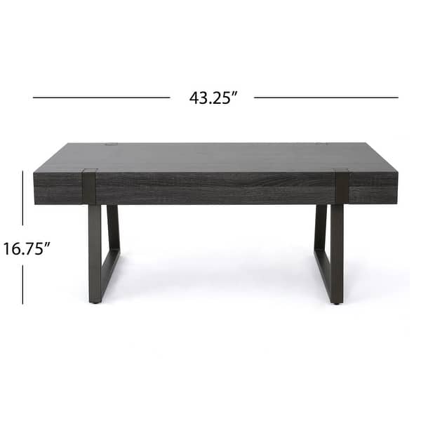 dimension image slide 3 of 5, Abitha Faux Wood Coffee Table by Christopher Knight Home - 43.25" L x 23.60" W x 16.75" H