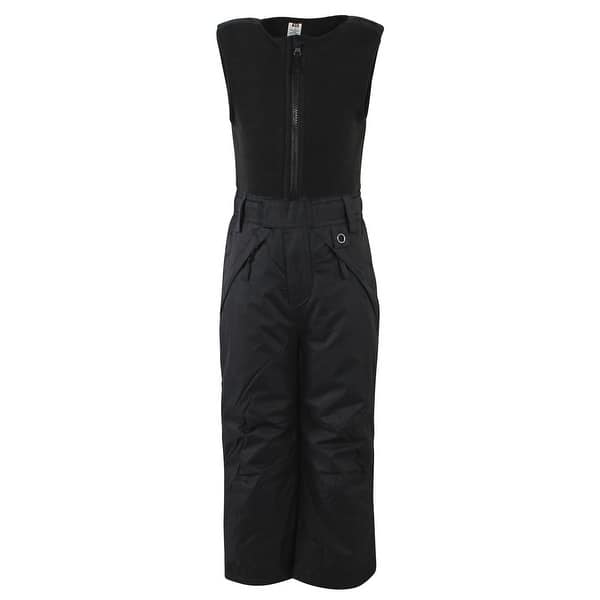 slide 1 of 1, Hudson Baby Unisex Snow Bib Overalls with Fleece Top, Solid Black 2T - Solid Black