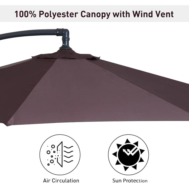 Outsunny 10' Cantilever Hanging Tilt Offset Patio Umbrella (Weight Not Included)
