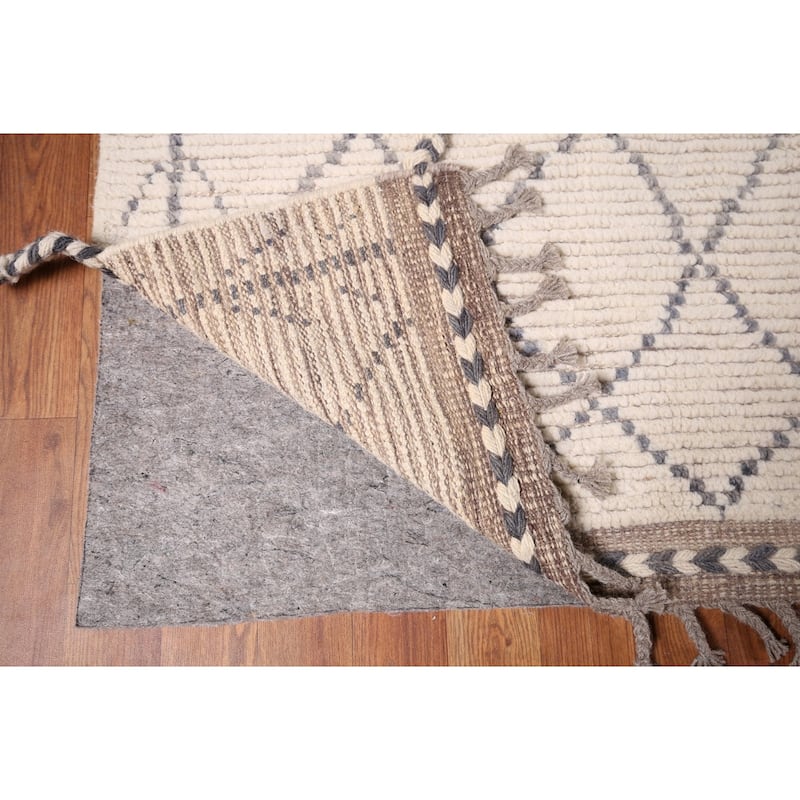 Earth Tone Moroccan Area Rug Handmade Wool Carpet - 8'3" x 10'2"