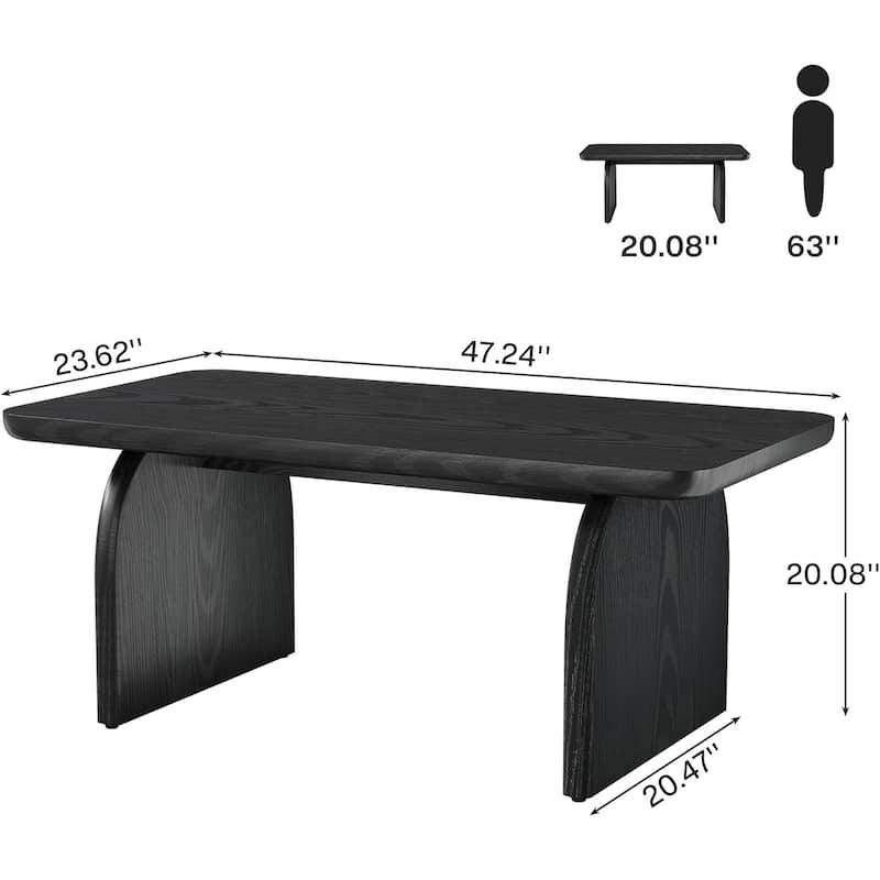Rectangle Coffee Table, Farmhouse Accent Center Table Low Cocktail Tea Table with Sturdy Base