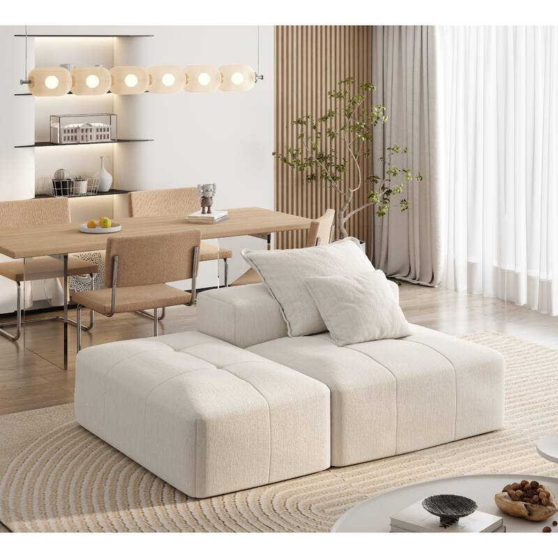 Modern Oversized Modular Chenille Tufted Sectional Sofa with 2 Pillows and Ottoman for Living Room