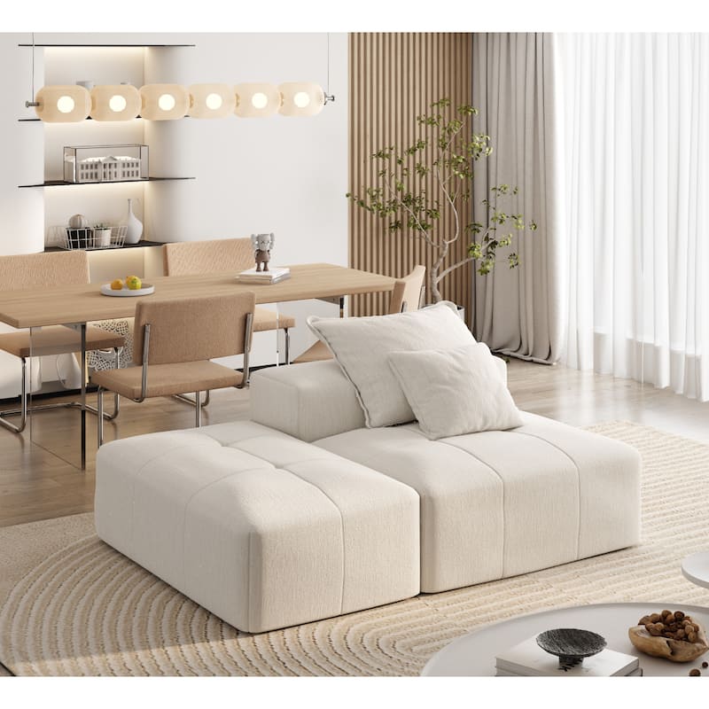 Modern Oversized Modular Sectional Sofa,Sparkling Chenille Fabric Soft Cushion Sofa with 2 Pillows,DIY Combination Tufted Sofa