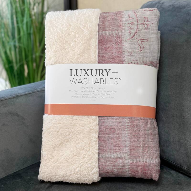 Premium Machine Washable Vintage Patchwork Sherpa Throw Blanket